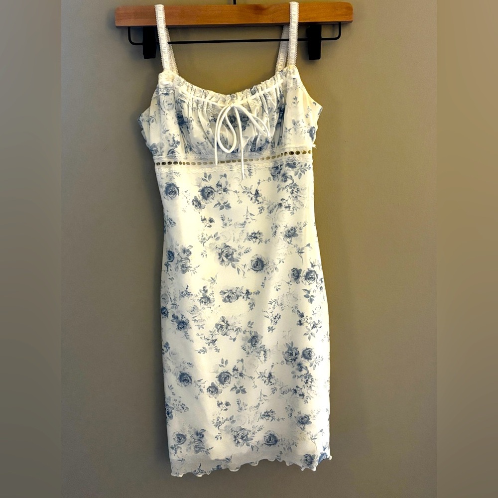Garage Floral Print Dress with Lace Details